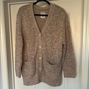 Burgs Tan and Purple Chunky Knit Cardigan Sweater